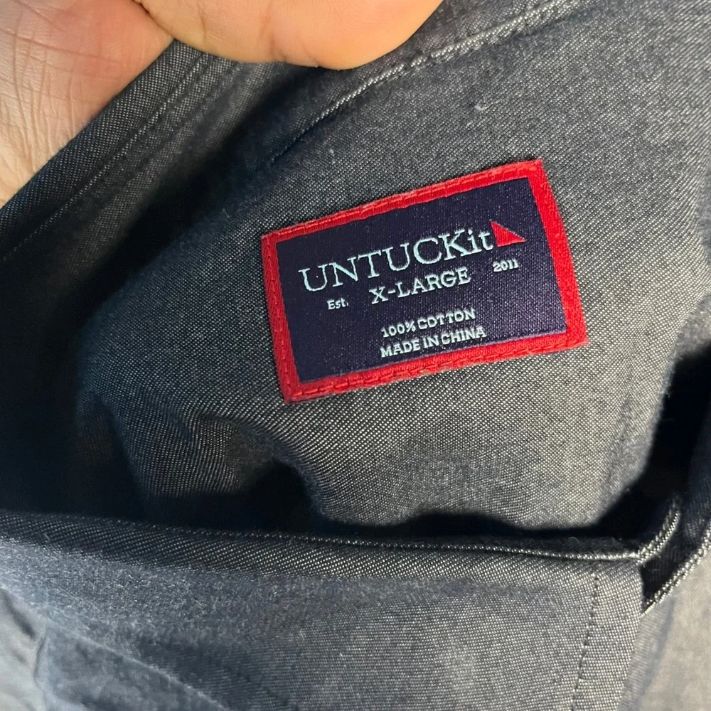 Untuckit Casablanca Mens Grey Cotton Button Down Shirt Regular Fit XL 01035 - Picture 9 of 15
